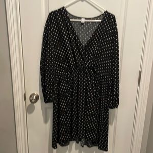 Black XL Polka Dot Wrap Dress